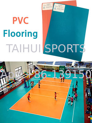 PVC-Sportfußboden für Innenräume, rutschfeste, schlagdämpfende, wasserdichte, Vinyl-Sportboden für Volleyball, Badminton, Basketball