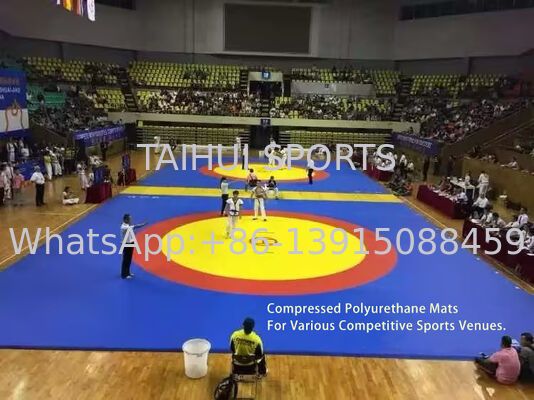 Judo-Matte in Event-Qualität, 230 kg/m3, 40 mm Dicke, PU-Leder, Karate-Trainingsmatte, Wrestling-Taekwondo-Matte