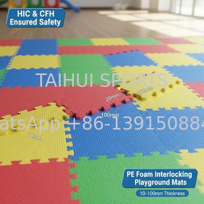 PE Schaumstoff Verbund-Sicherheitsmatte mit 10-100 mm Dicke und HIC & CFH-Zertifizierung für Spielplatz-Stoßdämpfung